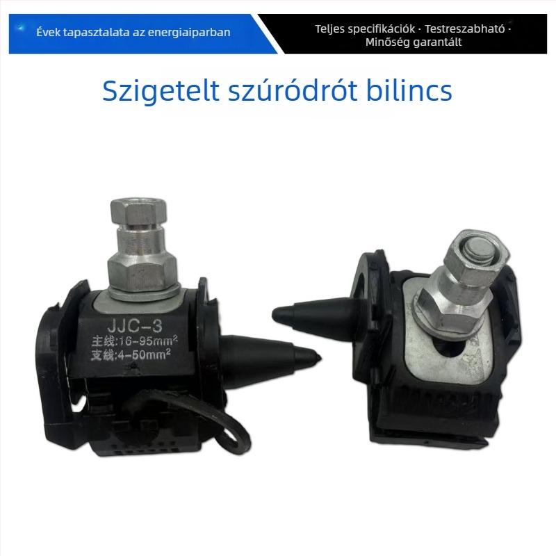 Szigetelő átszúró vezetékcsipesz, vágásmentes terminál, 2/95 kábelágazó, fővezeték 1 kV, ág 16-95, 4-50
