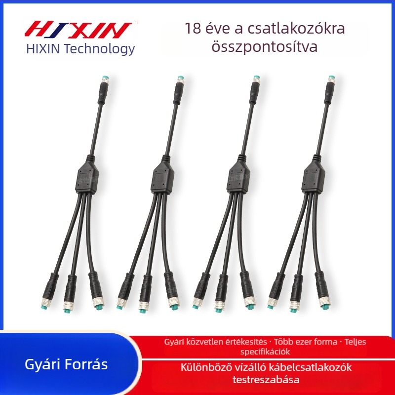 Y-típusú vízálló kábel 1-3-hoz, 5-szálas, fémlapkával rendelkező csatlakozó autó szenzor energiaellátásához