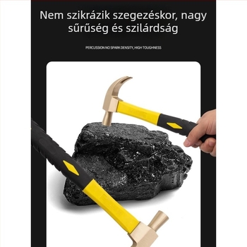 Robbanásbiztos, szikrámentes kalapács alumínium-bronz ötvözetből, szegeket húzó fej, tiszta réz kalapács