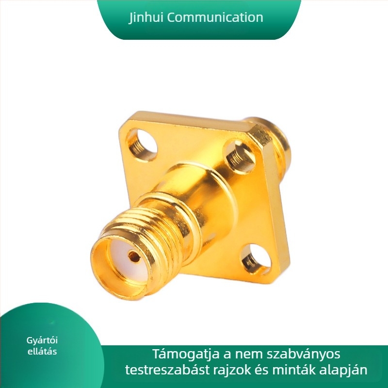SMA-KFK RF csatlakozó, női, négylyukú PCB adapter, dupla menetű RF csatlakozó