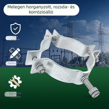 Elektromos oszlop csőbilincs – melegen galvanizált dupla csőbilincs betonos oszlopokhoz, névleges átmérő 500 mm, rögzítő átmérő 300 mm