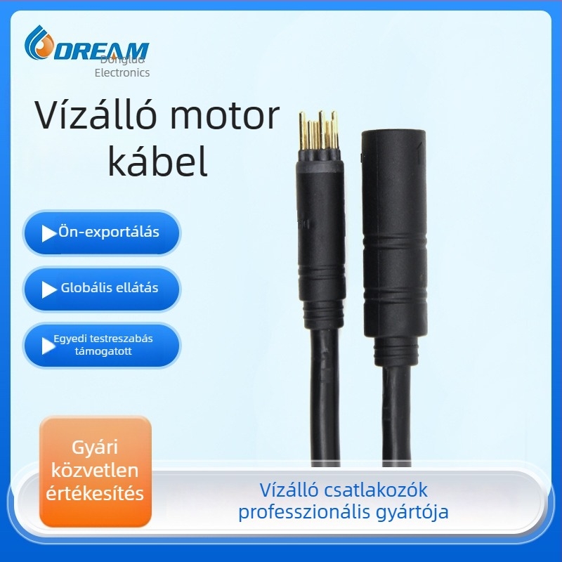 Vízálló motor kábel elektromos járművekhez, 9 magos, 3+6P, nagy teljesítményű réz vezető, 100 mm hosszú