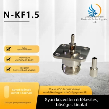 RF koaxiális csatlakozó N-KF1.5, négylyukú flangesnlap crimp adapter RG316 RG174 kábelekhez
