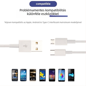 Gyors töltésű adatkábel iPhone 13-hoz és Apple X/12/11 XR/Android készülékekhez Lightning és Type-C csatlakozókkal