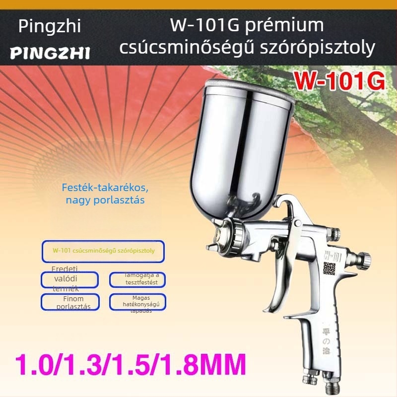 Pingzhi W-71/W101/W77 festékszóró autó- és bútorfestéshez, dupla tartállyal, magas porlasztású