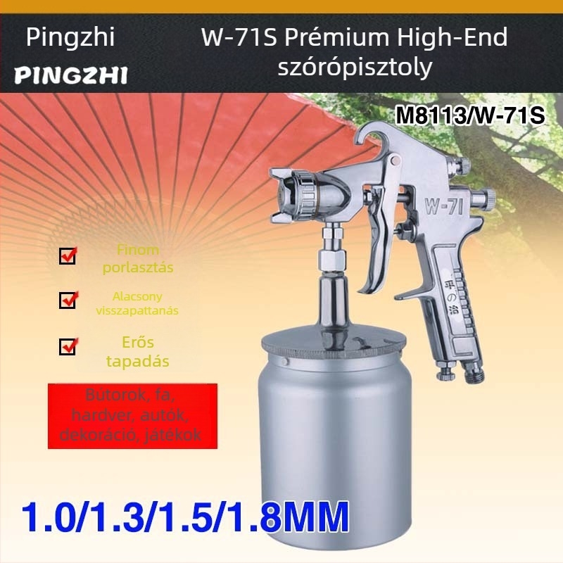 Pingzhi W-71/W101/W77 festékszóró autó- és bútorfestéshez, dupla tartállyal, magas porlasztású