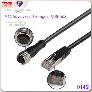 M12 női RJ45-hoz ipari kamera gigabites hálózati kábel, 8 ér, vízálló csatlakozó, típus D
