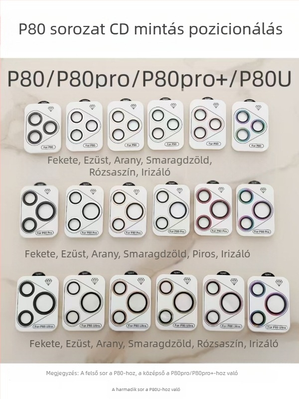 Huawei P80 Pro kamerafedél védő fólia, edzett üveg, HD, ütésálló, Eagle Eye szétválasztott objektív dizájn, CD-minta