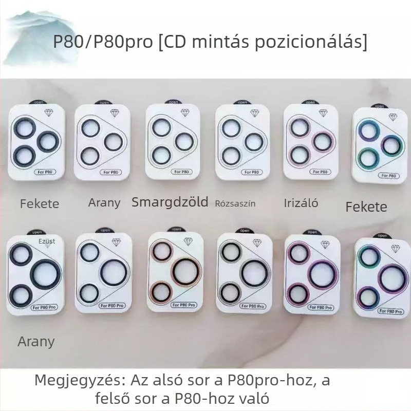 Huawei P80 Pro kamerafedél védő fólia, edzett üveg, HD, ütésálló, Eagle Eye szétválasztott objektív dizájn, CD-minta