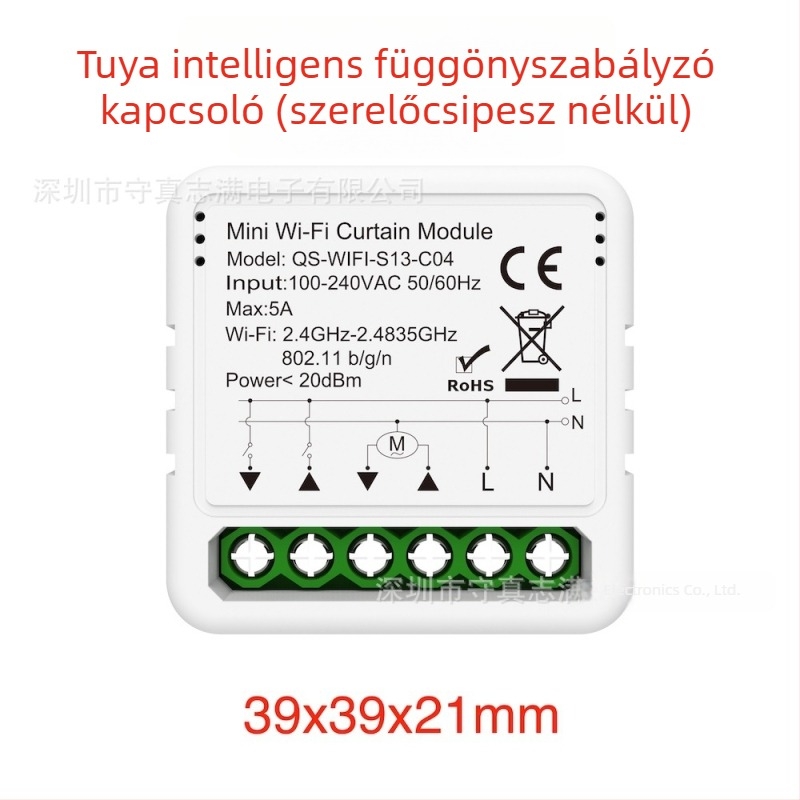 WiFi függönykapcsoló modul Tuya és Alexa hangvezérléssel