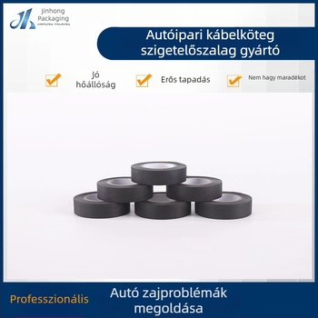 Autóipari kábelköteg-szigetelő szalag – PET szövet, forró olvadó ragasztóval, magas hőmérséklet- és kopásállóság, fekete