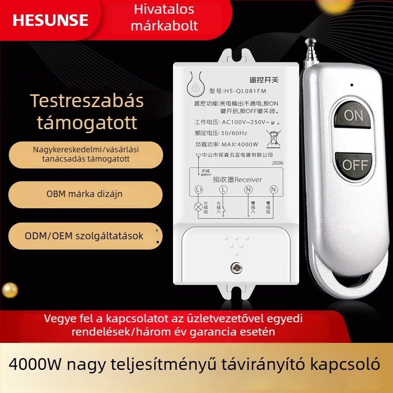 HeSen 4000W vezeték nélküli távvezérlő kapcsoló magas teljesítményű, pumpákhoz, lámpákhoz és öntözéshez