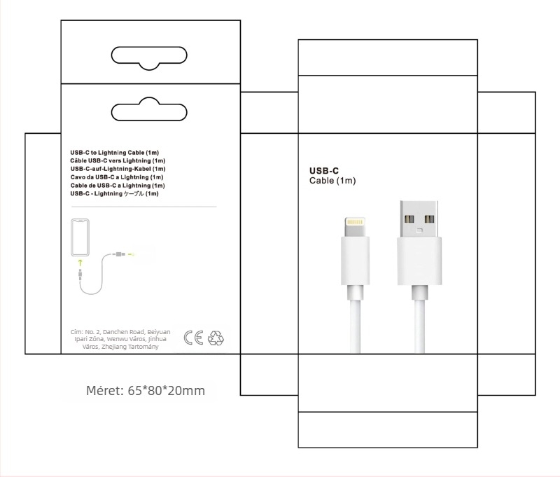Romoss Apple töltőkábel Lightning és Mini USB csatlakozókkal, USB adatkábel, gyors töltés, 3C tanúsítvány, hossz 1–2 m, fehér