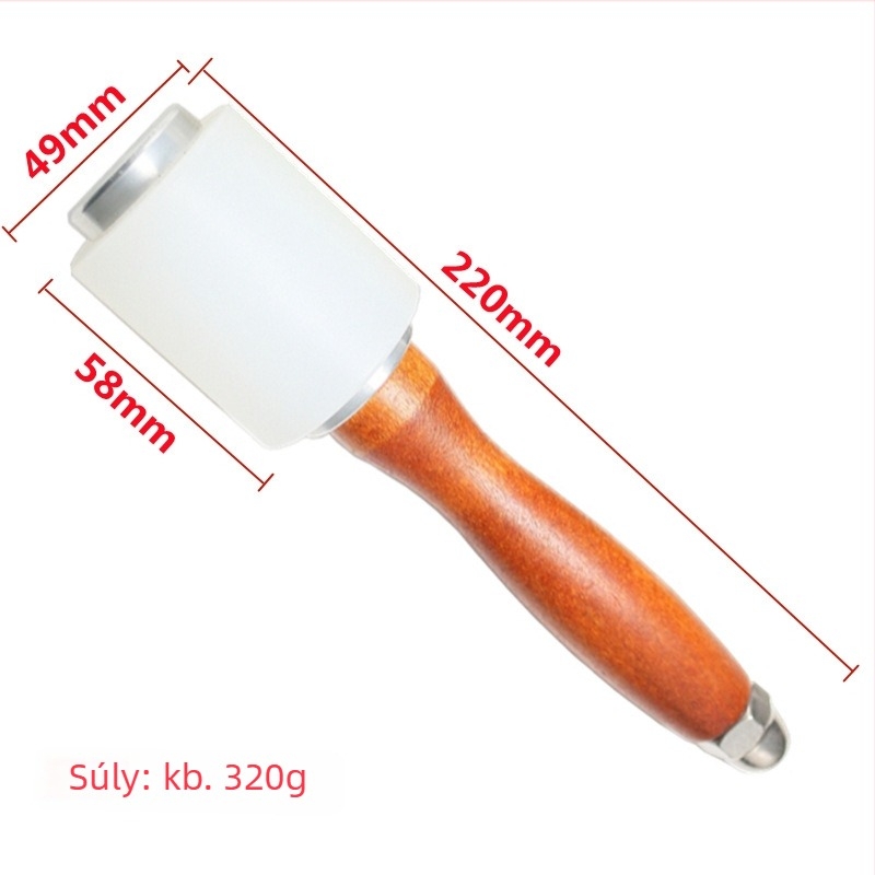 Nylon fejű bőrgravírozó kalapács, fa nyéllel – DIY bőrművességhez, lenyomat és ütés eszköz