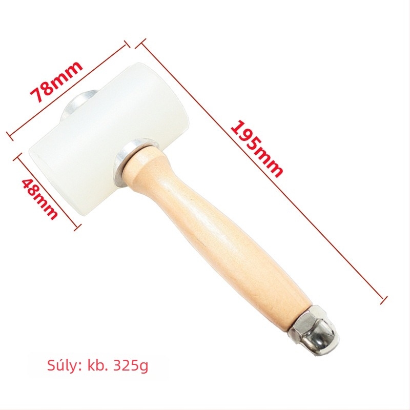 Nylon fejű bőrgravírozó kalapács, fa nyéllel – DIY bőrművességhez, lenyomat és ütés eszköz