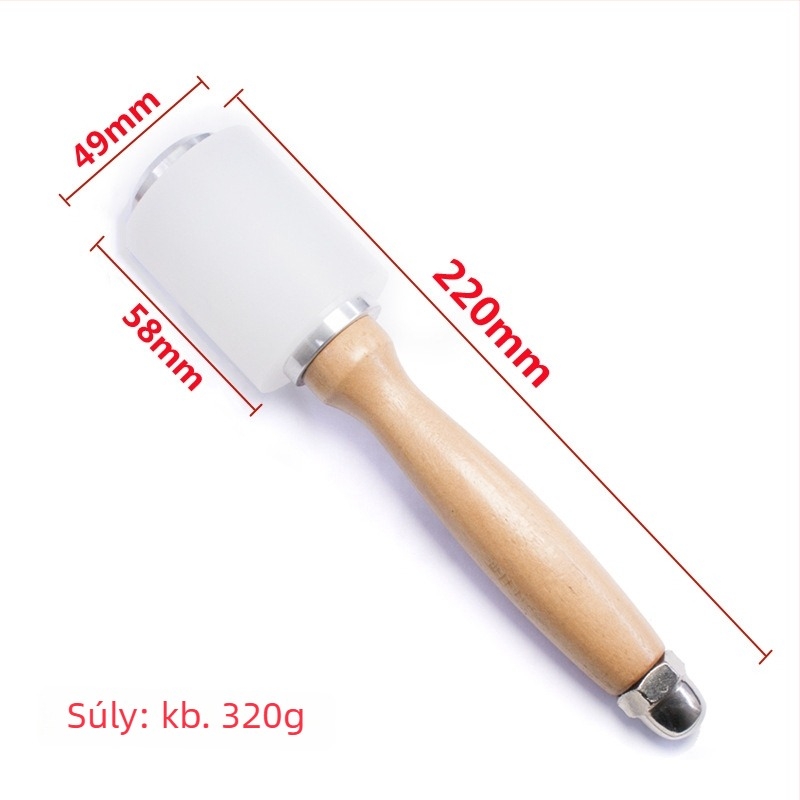 Nylon fejű bőrgravírozó kalapács, fa nyéllel – DIY bőrművességhez, lenyomat és ütés eszköz