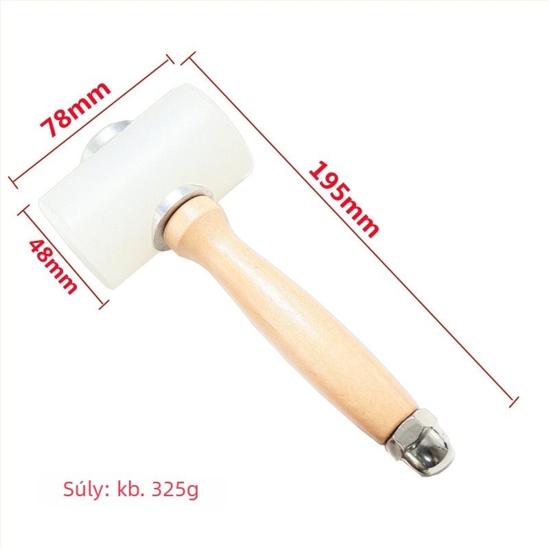 Nylon fejű bőrgravírozó kalapács, fa nyéllel – DIY bőrművességhez, lenyomat és ütés eszköz