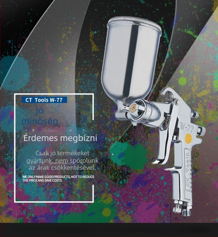 W71 bútorfesték-spray, pneumatikus, két tartállyal, nagy atomizációjú alapozó autóhoz