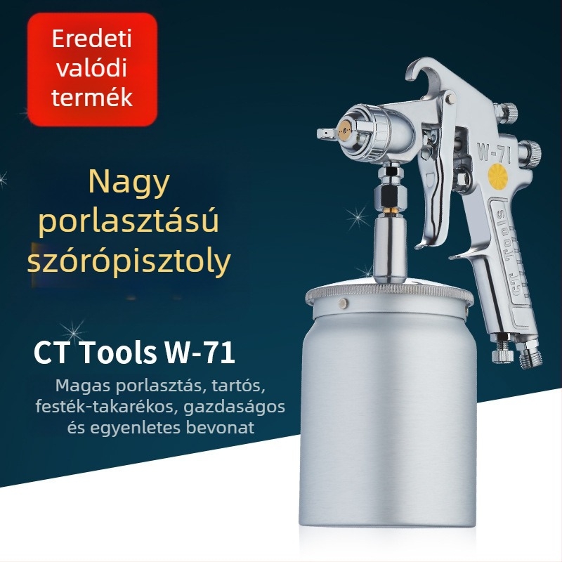 W71 bútorfesték-spray, pneumatikus, két tartállyal, nagy atomizációjú alapozó autóhoz