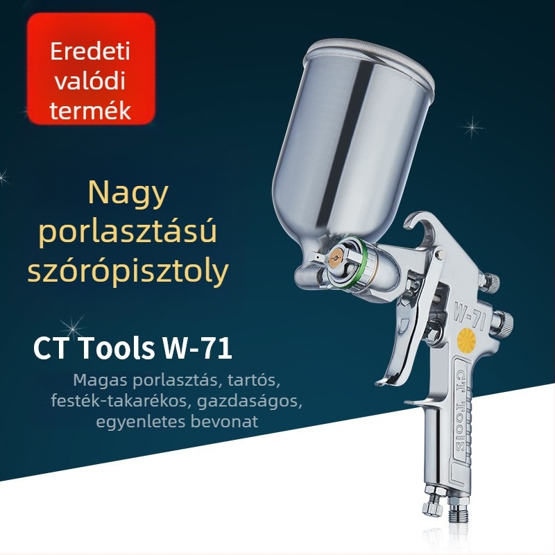 W71 bútorfesték-spray, pneumatikus, két tartállyal, nagy atomizációjú alapozó autóhoz