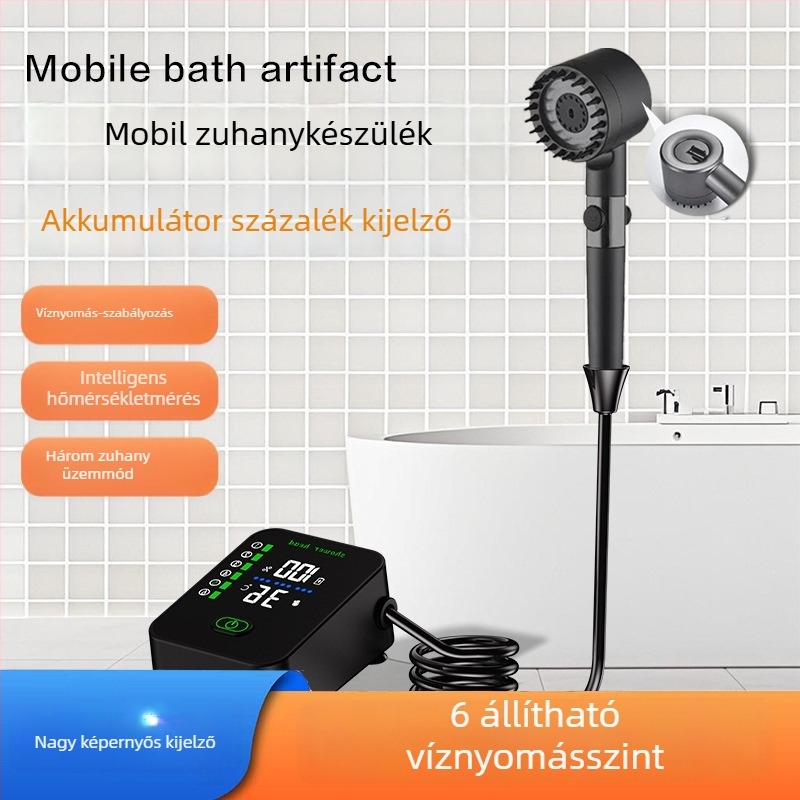 Hordozható elektromos zuhanypumpa zuhanyfejjel — önfelszívó, külső használatra, kollégiumi és otthoni használatra