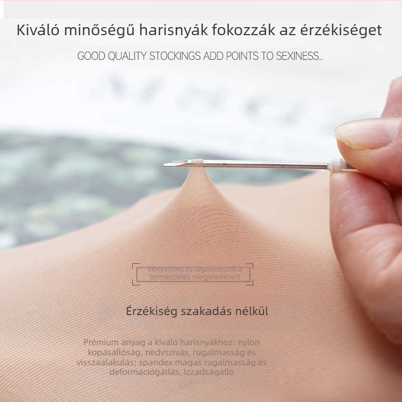 Ananászmintás nyári vékony harisnya, nude szín, UV-védelem, anti-szálakadási védelem, csúszásmentes, lábformázó