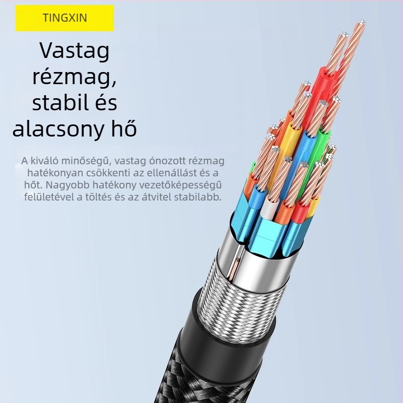 Három az egyben adatkábel gyors töltéssel, Mini USB, Micro USB és USB-C csatlakozókkal; hossz 1–2 m; alumíniumötvözet; fekete.