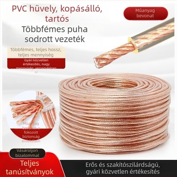 Átlátszó műanyag bevonatú nagyfeszültségű földelővezeték gumírozott fémvezetővel, szigetelt kábel 2,5/4/10 mm²