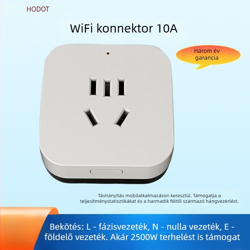 Tuya okos Wi-Fi aljzat, 16A, teljesítménymérés, távoli hangvezérlés és időzített be-/kikapcsolás