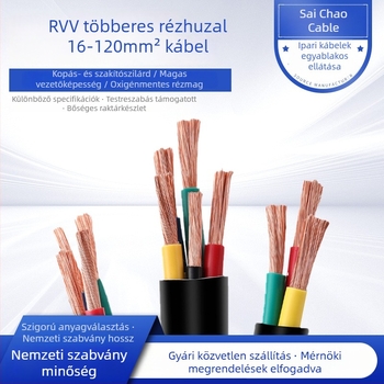 VVR-kábel rézmaggal, lángálló, konfigurációk 3+1, 3+2 vagy 4+1 maggal, keresztmetszet 10–35 mm², PVC-szigetelés és PVC héj, GB/T5023-2008 tanúsítvány