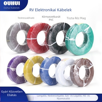 Nemzeti szabványú RV-kábel, rugalmas egymagos rézvezetővel, 0,3/0,5/0,75 mm², tápegység és vezérlő jelek számára