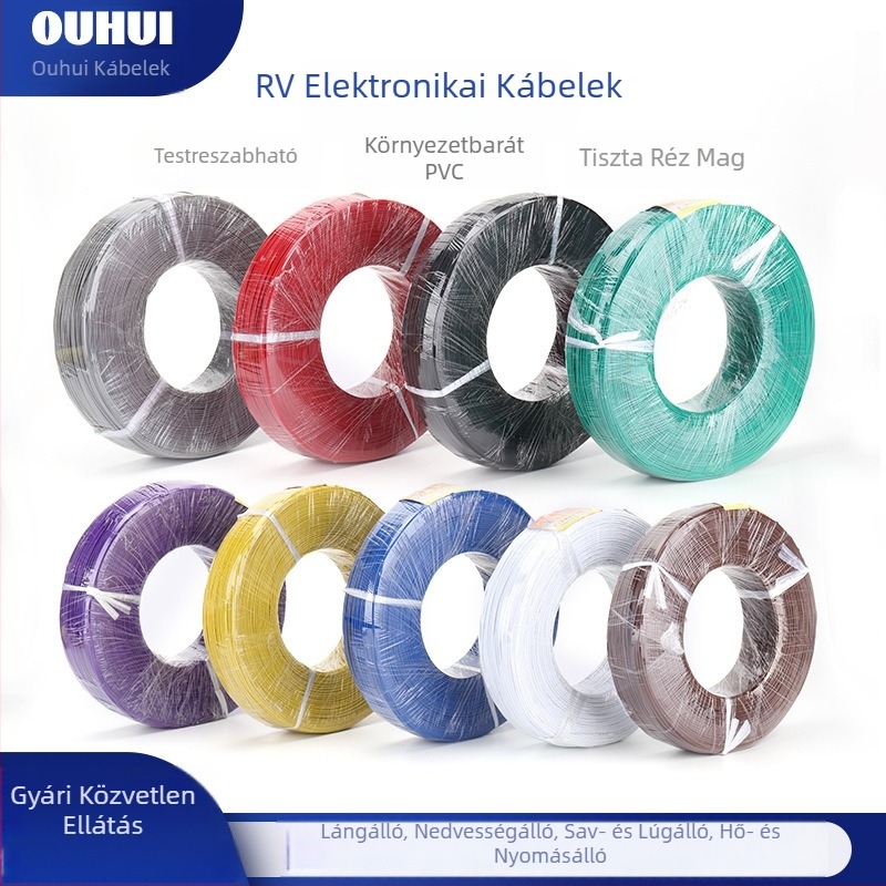 Nemzeti szabványú RV-kábel, rugalmas egymagos rézvezetővel, 0,3/0,5/0,75 mm², tápegység és vezérlő jelek számára