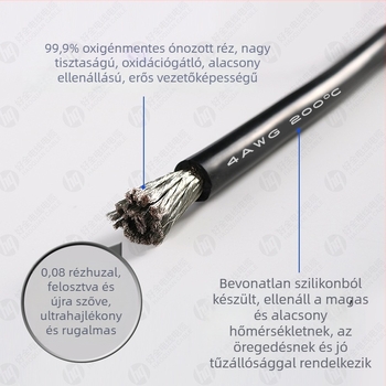 12 AWG rendkívül puha szilikon kábel csipesszel Li-ion akkumulátorokhoz