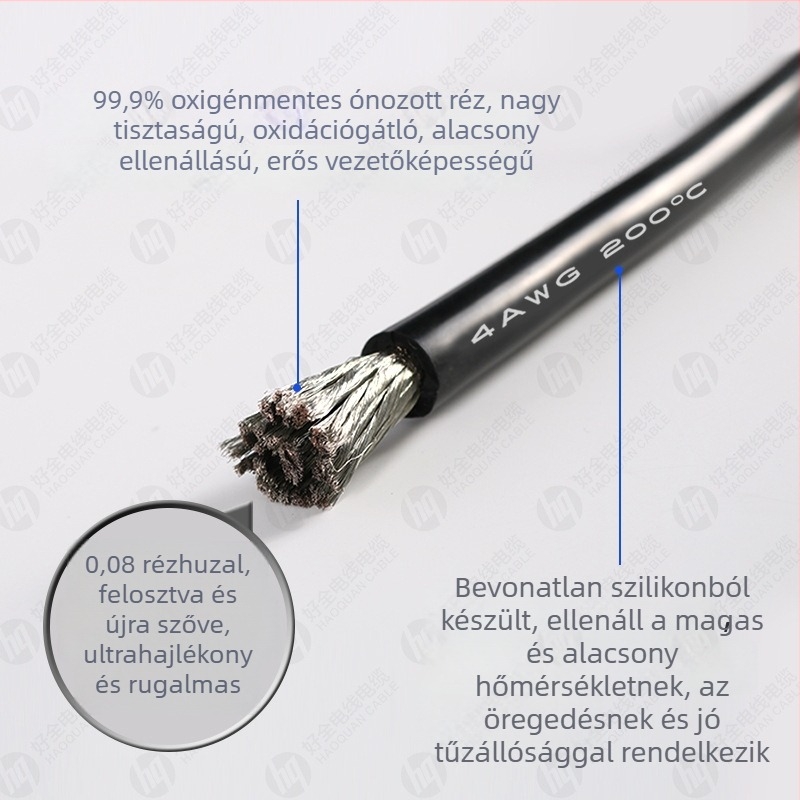12 AWG rendkívül puha szilikon kábel csipesszel Li-ion akkumulátorokhoz