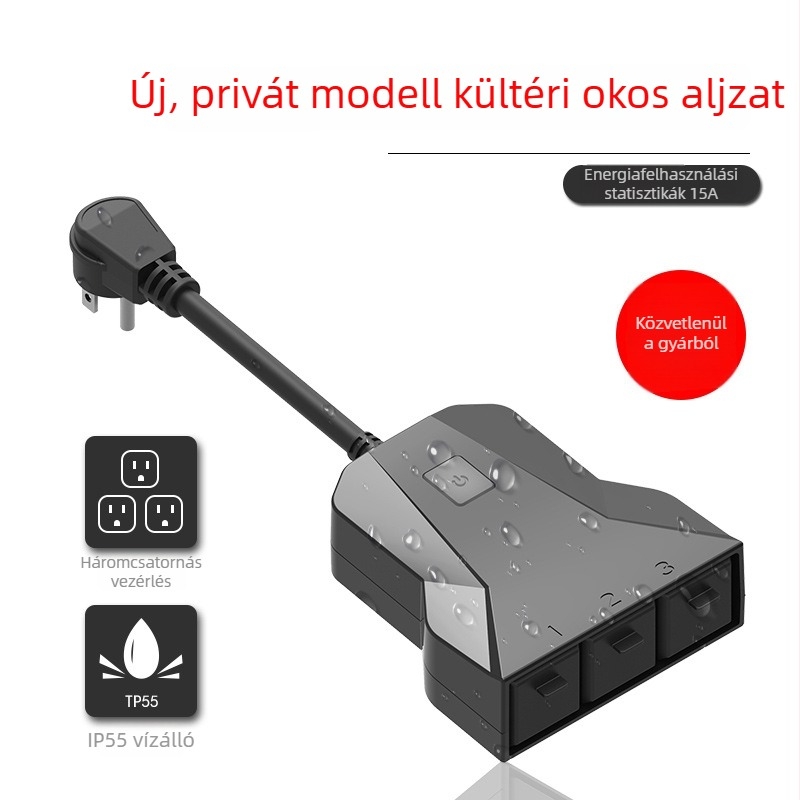 Új okos Wi‑Fi aljzat beltéri és kültéri használatra, vízálló, időzített bekapcsolás, US szabvány, távoli vezeték nélküli vezérlés