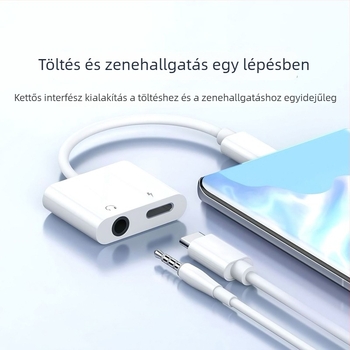 2-in-1 USB-C to 3,5 mm fülhallgató adapter, gyors töltés, kiváló kompatibilitás, kompatibil Apple, Huawei, Xiaomi, Samsung, Oppo, Vivo