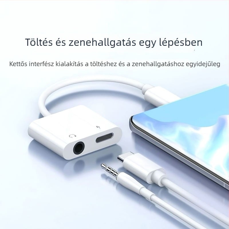 2-in-1 USB-C to 3,5 mm fülhallgató adapter, gyors töltés, kiváló kompatibilitás, kompatibil Apple, Huawei, Xiaomi, Samsung, Oppo, Vivo