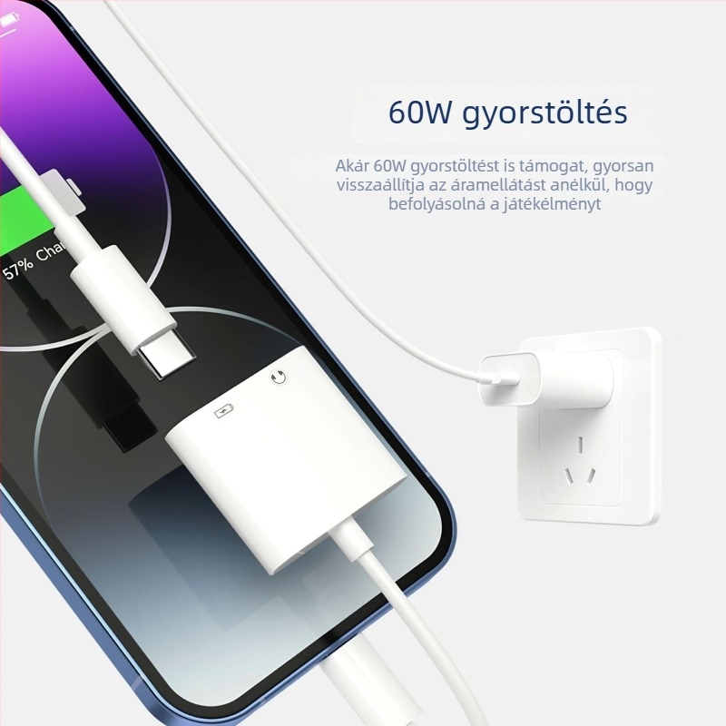2-in-1 USB-C to 3,5 mm fülhallgató adapter, gyors töltés, kiváló kompatibilitás, kompatibil Apple, Huawei, Xiaomi, Samsung, Oppo, Vivo
