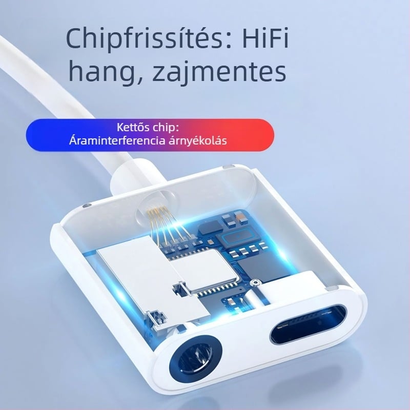 2-in-1 USB-C to 3,5 mm fülhallgató adapter, gyors töltés, kiváló kompatibilitás, kompatibil Apple, Huawei, Xiaomi, Samsung, Oppo, Vivo