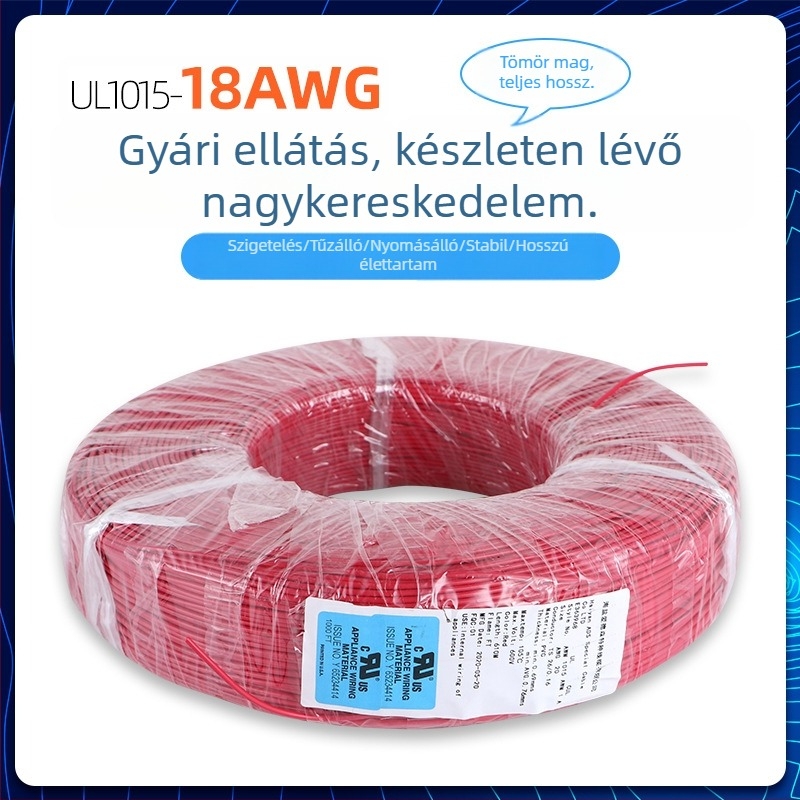 UL1015 többfunkciós elektromos vezeték, testreszabott feldolgozás, 18 AWG