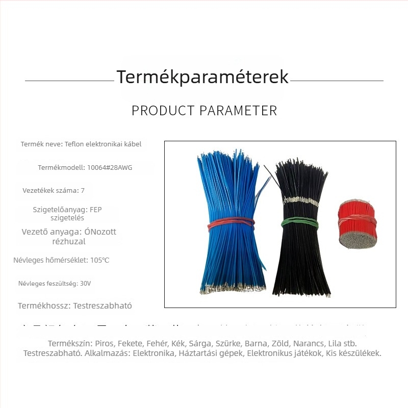 PTFE 28 AWG elektronikus vezeték – magas hőmérsékletű csatlakozási vezeték, testreszabható