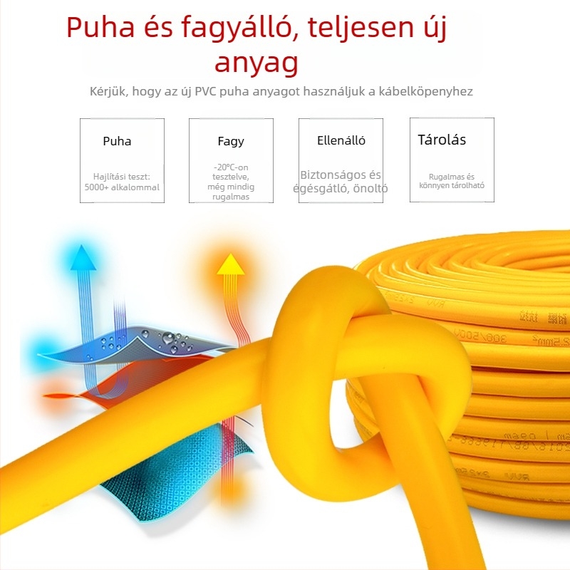 Kétvezetékes kábel nemzeti szabvány szerint, keresztmetszet 1/1.5/2.5 mm², kültéri, vízálló, fagyálló, szigetelt, hajlékony tápkábel