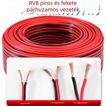Nemzeti Szabvány 0.5 mm² RVB párhuzamos vezeték, 0.3 LED világítóvezeték, 0.75 mm² tiszta réz kábel
