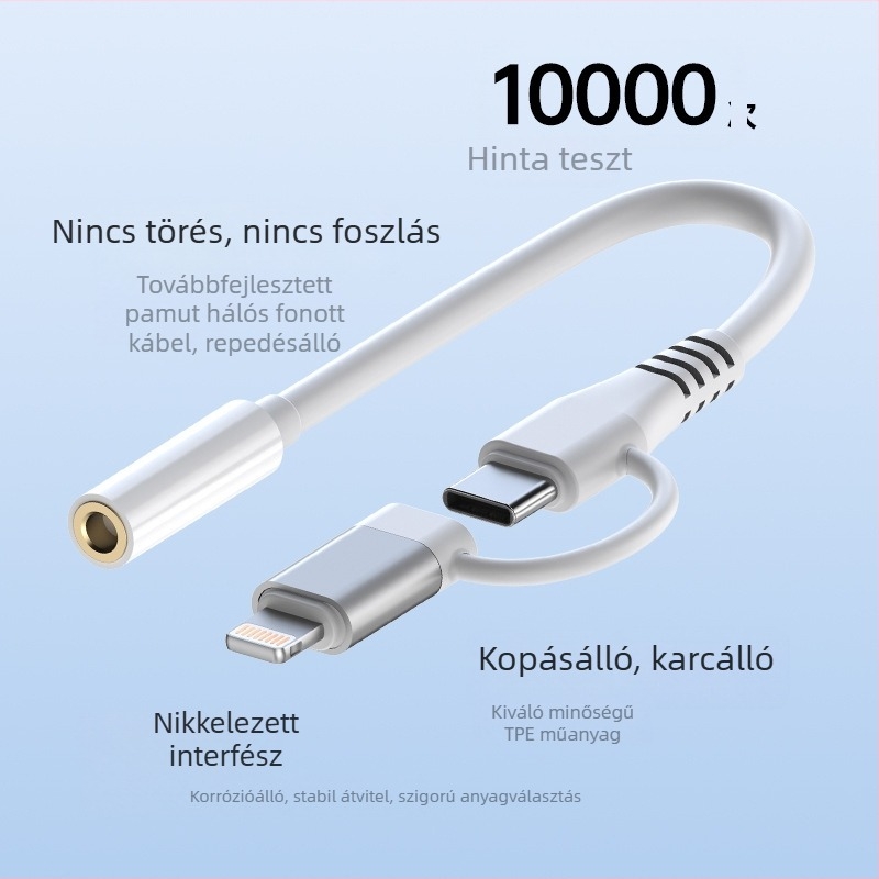2 az 1-ben USB-C-hez 3,5 mm-es audio adapter Apple készülékekhez beszélgetésekhez és zenehallgatáshoz