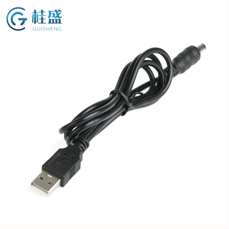 Tiszta rézből készült USB-kábel LED-szalaghoz, DC5521 csatlakozó, USB Type-A férfi dugó, fekete-fehér, egyfejű kábel