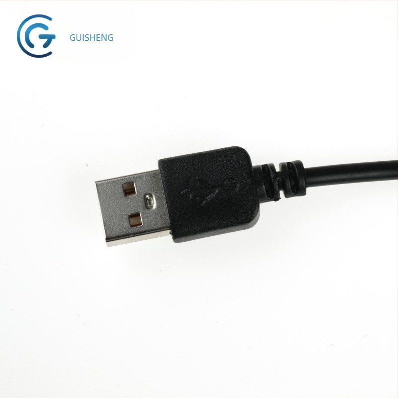 Tiszta rézből készült USB-kábel LED-szalaghoz, DC5521 csatlakozó, USB Type-A férfi dugó, fekete-fehér, egyfejű kábel