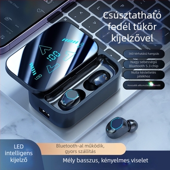 M48 Bluetooth fülhallgató in-ear, digitális kijelzővel, rendkívül hosszú üzemidő, nagy kapacitás, zene és játékok, TWS
