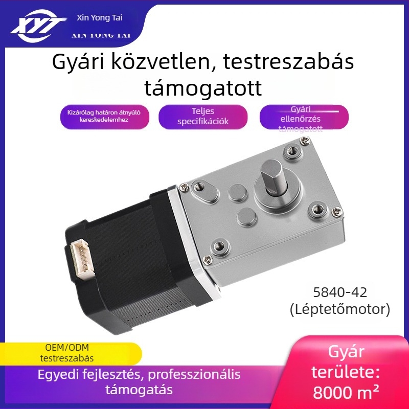 42 lépéses önzáró DC hajtómű motor mikro-szabályozással, 5840 turbina-csavarorsó áttétellel és elektromos fékkel, nagy nyomaték