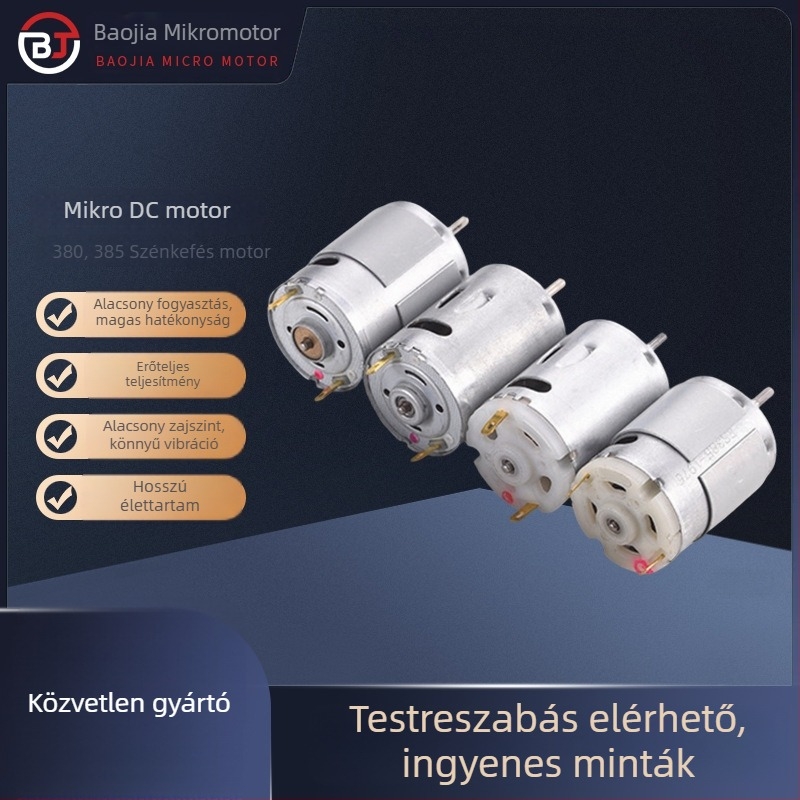 380/385 DC kefés motor vízszivattyúkhoz, rezgőmotorokhoz, autós porszívókhoz és csavarhúzókhoz való mikromotor