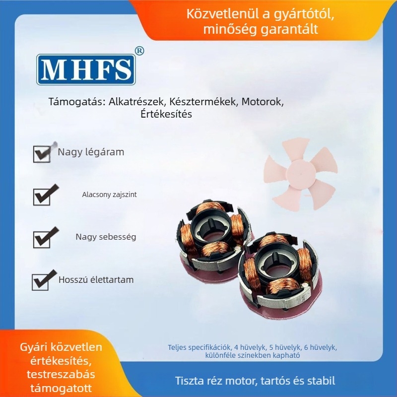4 hüvelykes kézi ventilátor, 5 pengével, kefe nélküli motorral, nagy sebesség, alacsony zajszint, nagy légáramlás, réz motor